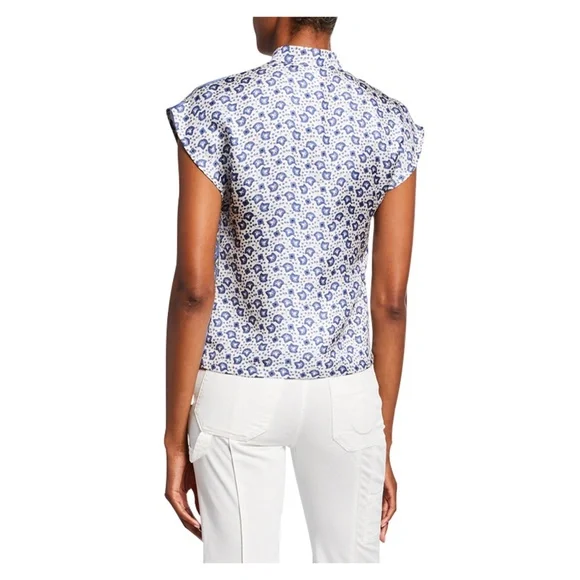 Chloé Silk Bandana Print Mandarin Collar Blouse Chloe FR 42 Size 10
